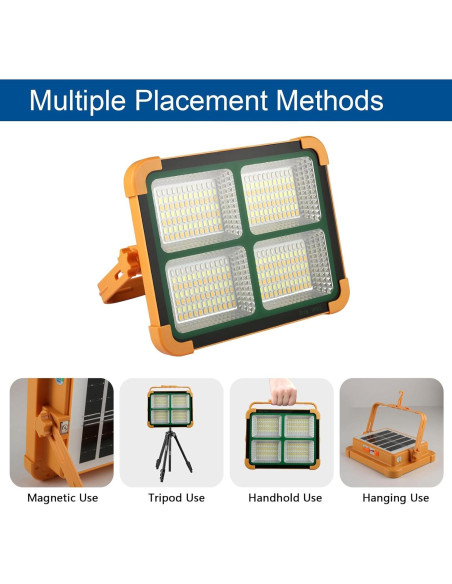 Luz de Trabajo LED GZGLUZ 120W 10000LM Recargable Solar IP66