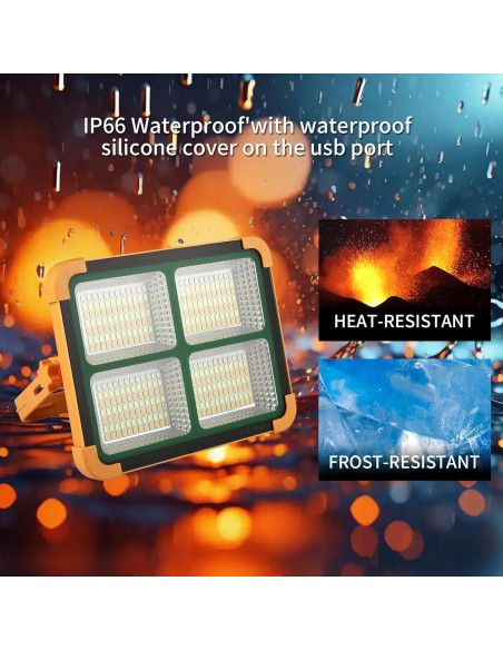 Luz de Trabajo LED GZGLUZ 120W 10000LM Recargable Solar IP66