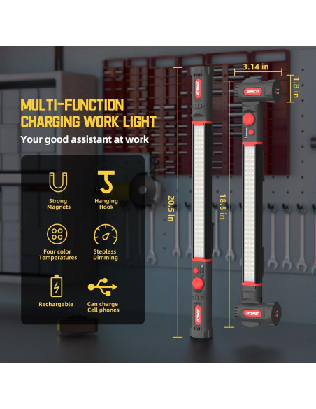 Luz de Trabajo Magnética LED 5200mAh Shuncanda con 4 Modos