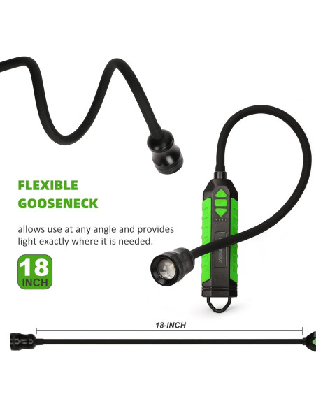 Luz de Trabajo LED Recargable QYAN 300 Lúmenes Gooseneck 45.72 cm Luz de Trabajo LED Recargable QYAN 300 Lúmenes Gooseneck 45.72 cm