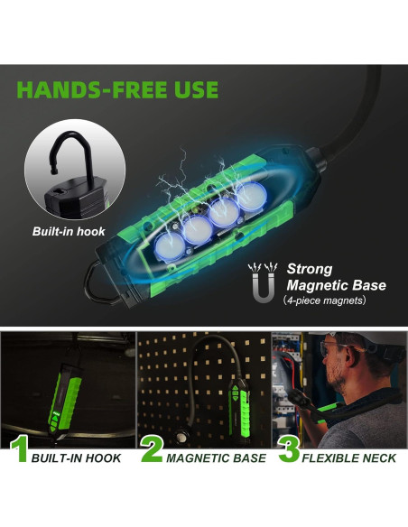 Luz de Trabajo LED Recargable QYAN 300 Lúmenes Gooseneck 45.72 cm Luz de Trabajo LED Recargable QYAN 300 Lúmenes Gooseneck 45.72 cm
