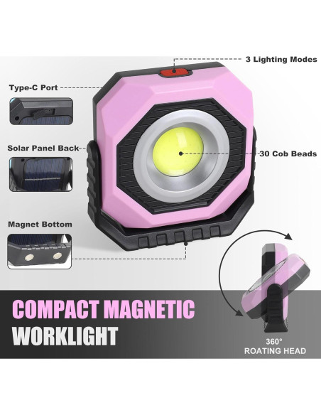 Luz de Trabajo Solar LED SEAMGAIC 500LM Inalámbrica 2 Paquete Luz de Trabajo Solar LED SEAMGAIC 500LM Inalámbrica 2 Paquete