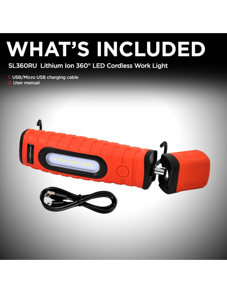 Luz de Trabajo LED Schumacher SL360 - 400 Lúmenes, Batería 2200mAh