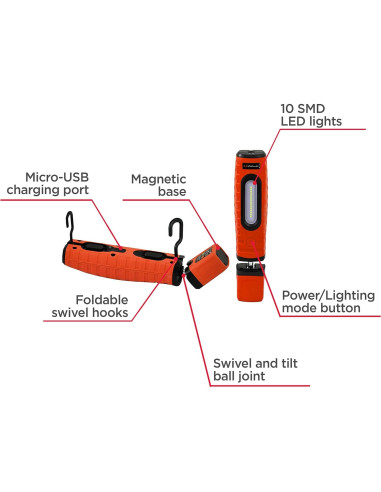 Luz de Trabajo LED Schumacher SL360 - 400 Lúmenes, Batería 2200mAh