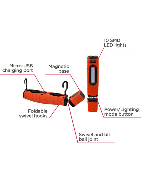 Luz de Trabajo LED Schumacher SL360 - 400 Lúmenes, Batería 2200mAh