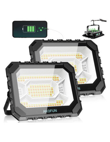 Luz de Trabajo Solar Recargable AKOFUN 200W 16000LM IP66