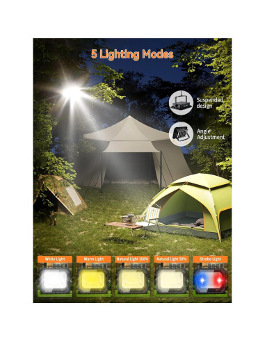 Luz de Trabajo Solar Recargable AKOFUN 200W 16000LM IP66