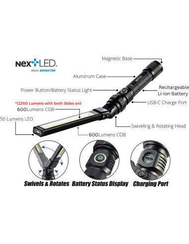 Luz de Trabajo LED NextLED NT-7544 Plegable 1200 Lúmenes