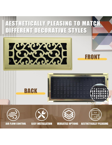 Cubierta de Ventilación de Piso 10x25 cm Jatohome Dorado Cepillado