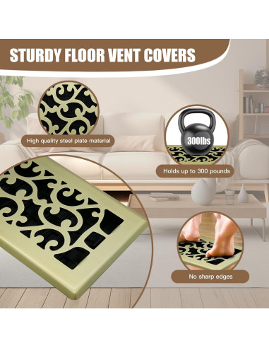 Cubierta de Ventilación de Piso 10x25 cm Jatohome Dorado Cepillado