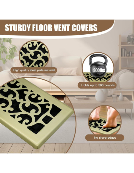 Cubierta de Ventilación de Piso 10x25 cm Jatohome Dorado Cepillado