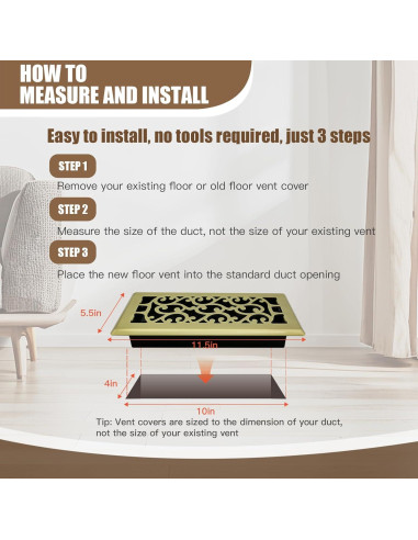 Cubierta de Ventilación de Piso 10x25 cm Jatohome Dorado Cepillado