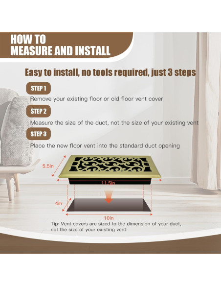 Cubierta de Ventilación de Piso 10x25 cm Jatohome Dorado Cepillado