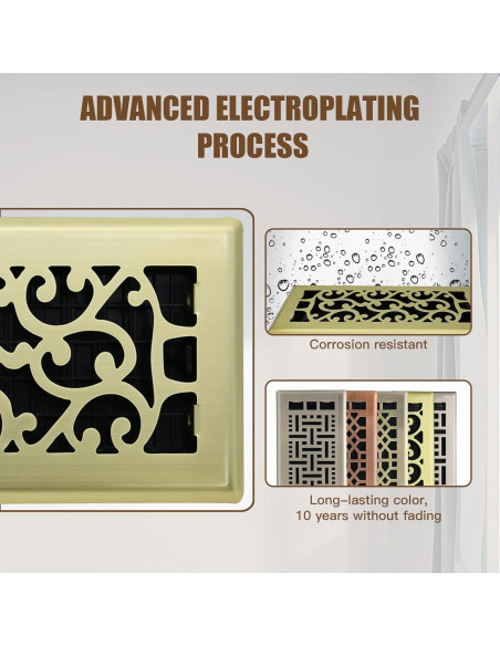 Cubierta de Ventilación de Piso 10x25 cm Jatohome Dorado Cepillado