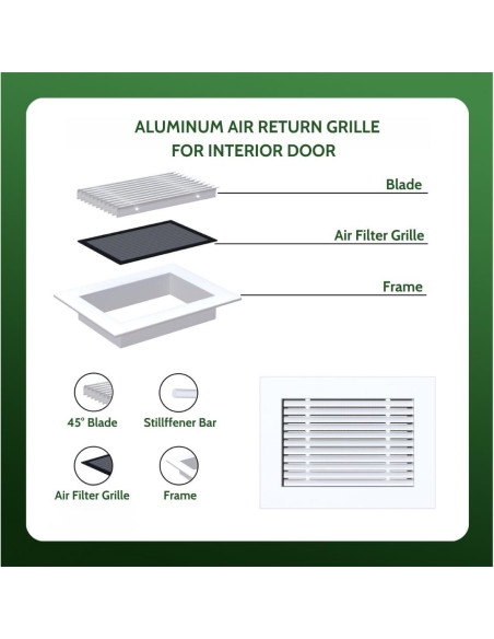 Rejilla de Retorno de Aire 30x30 cm Aluminio Blanco GREEN VENT Rejilla de Retorno de Aire 30x30 cm Aluminio Blanco GREEN VENT