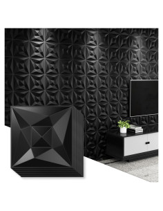 Paneles de Pared 3D Greymond PVC Negro - 33 Azulejos 30x30 cm