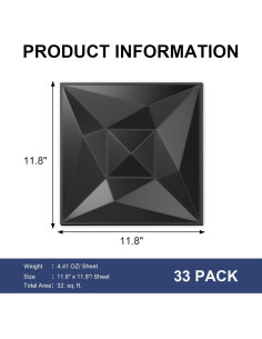 Paneles de Pared 3D Greymond PVC Negro - 33 Azulejos 30x30 cm 2