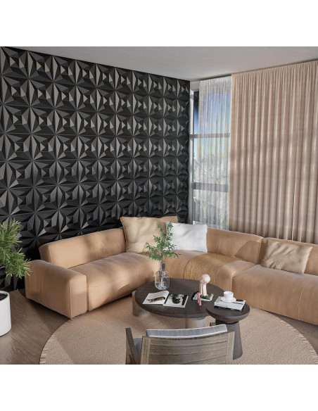 Paneles de Pared 3D Greymond PVC Negro - 33 Azulejos 30x30 cm