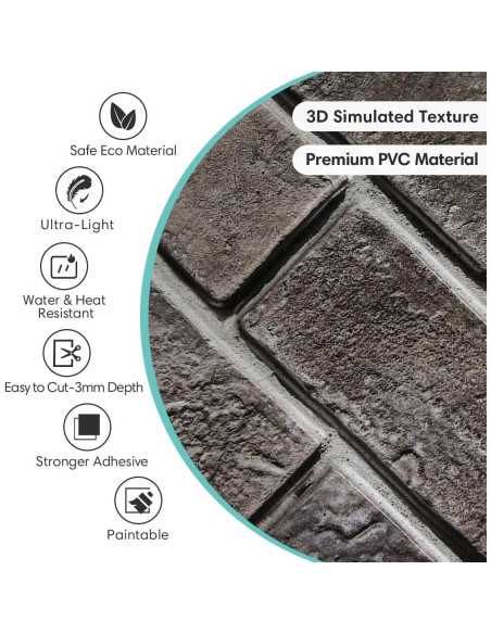 Papel Tapiz 3D Ladrillo Falso Commomy 30x30 cm 10 Piezas