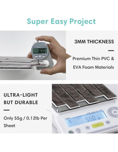 Papel Tapiz 3D Ladrillo Falso Commomy 30x30 cm 10 Piezas