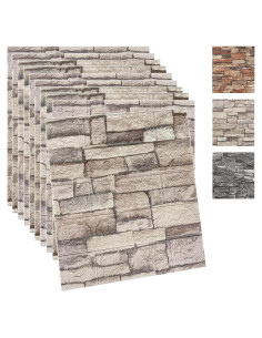 Paneles de Pared 3D Autoadhesivos Yutianli 10PCS Ladrillo Falso