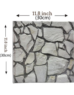 Paneles de Pared 3D Autoadhesivos szgwtk - Piedra Gris, 10 Piezas 2