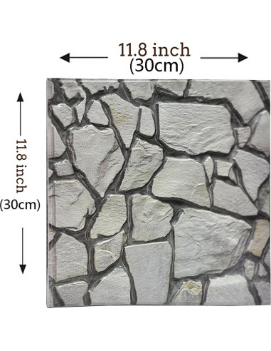 Paneles de Pared 3D Autoadhesivos szgwtk - Piedra Gris, 10 Piezas