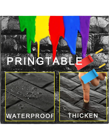 Paneles de Pared 3D Circloophs Autoadhesivos Ladrillo Negro 30 Piezas