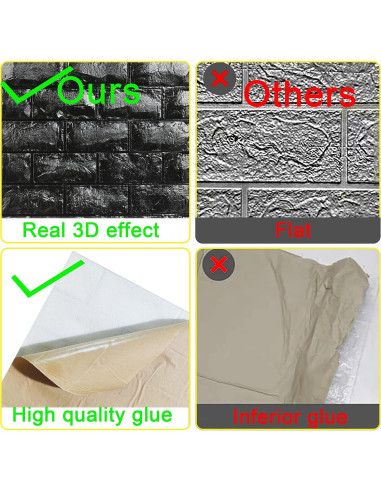 Paneles de Pared 3D Circloophs Autoadhesivos Ladrillo Negro 30 Piezas