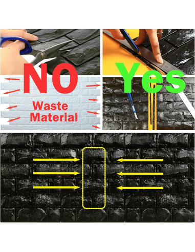 Paneles de Pared 3D Circloophs Autoadhesivos Ladrillo Negro 30 Piezas