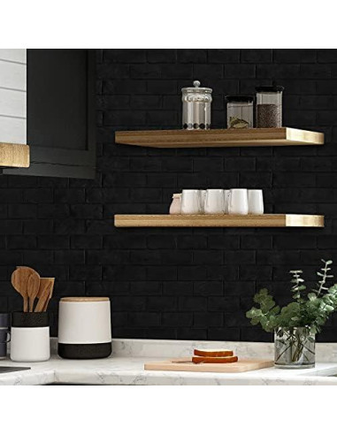 Paneles de Pared 3D Circloophs Autoadhesivos Ladrillo Negro 30 Piezas