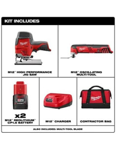 Sierra de calar inalámbrica Milwaukee M12 2445-22MT con kit 2