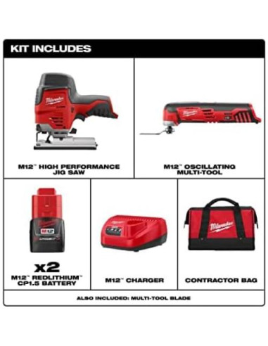 Sierra de calar inalámbrica Milwaukee M12 2445-22MT con kit