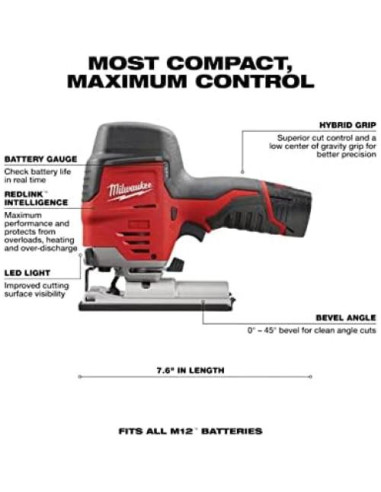 Sierra de calar inalámbrica Milwaukee M12 2445-22MT con kit