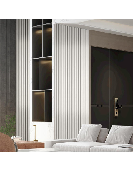 Paneles Acústicos de Pared OUZUGIE 3D Plata Metálica 8 Piezas