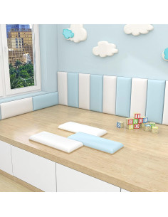 Acolchado de Pared Anticolisión 3D RWBATT 60x30 cm Azul Cielo 2