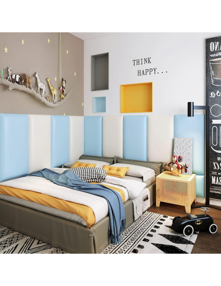 Acolchado de Pared Anticolisión 3D RWBATT 60x30 cm Azul Cielo