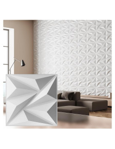 Paquete de 12 Paneles de Pared 3D Lebenforce PVC Blanco 1.02 m