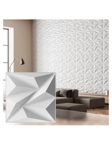 Paquete de 12 Paneles de Pared 3D Lebenforce PVC Blanco 1.02 m
