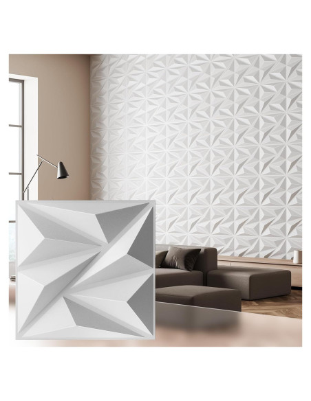 Paquete de 12 Paneles de Pared 3D Lebenforce PVC Blanco 1.02 m