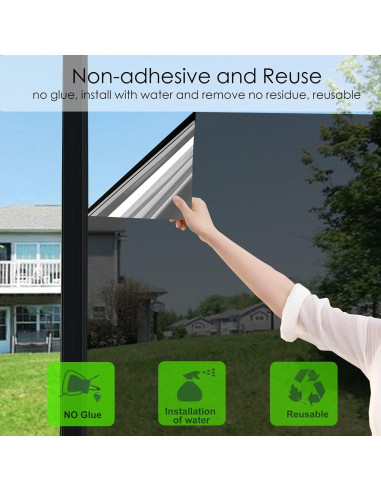 Película de Privacidad Jahoot 45x200cm Plata-Negro UV