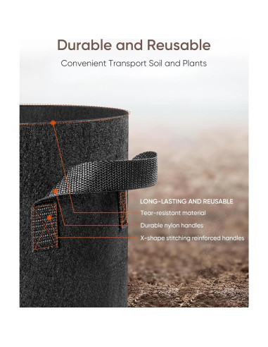 Bolsas de Cultivo EL CRECIMIENTO 5 Galones Tela Transpirable