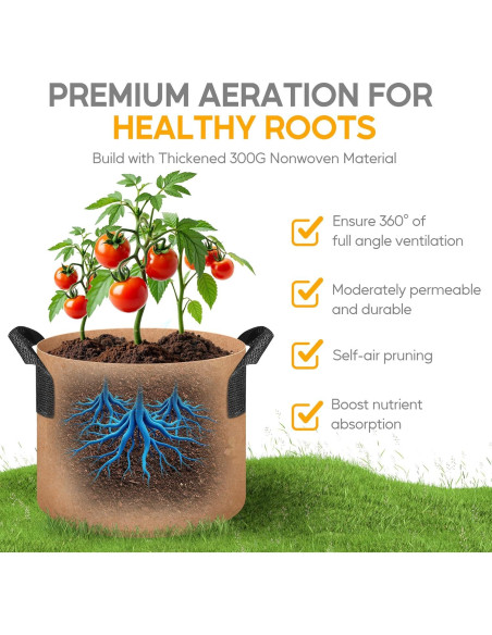 Macetas de Tela 20 Galones Simple Deluxe 5 Pzs Transpirables