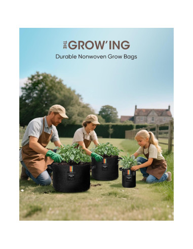 Bolsas de Cultivo EL CRECIMIENTO 5 Galones Tela Transpirable