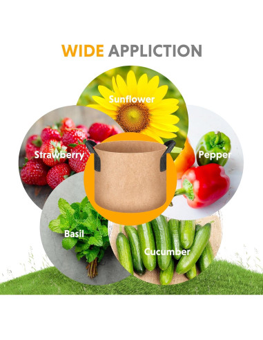 Macetas de Tela 20 Galones Simple Deluxe 5 Pzs Transpirables