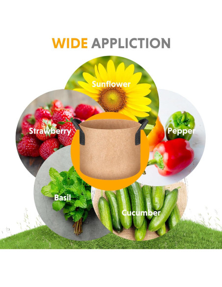 Macetas de Tela 20 Galones Simple Deluxe 5 Pzs Transpirables