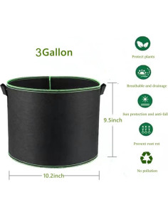 Paquete de 5 bolsas de cultivo Niurui 11.4L tela no tejida 2