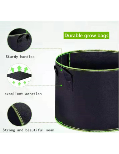 Paquete de 5 bolsas de cultivo Niurui 11.4L tela no tejida