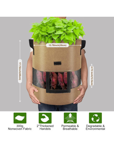 Bolsas de Cultivo de Papas Florelf 10 Galones 3-Pack