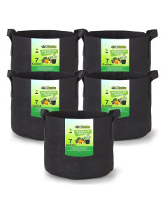 Paquete de 5 macetas de tela 247Garden 7 galones negro